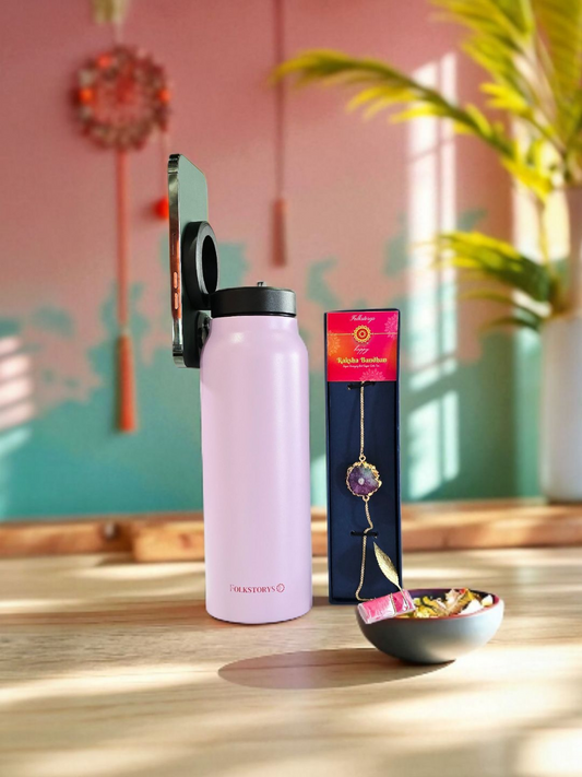 Tribot Bottle with Rakhi Bracelet combo