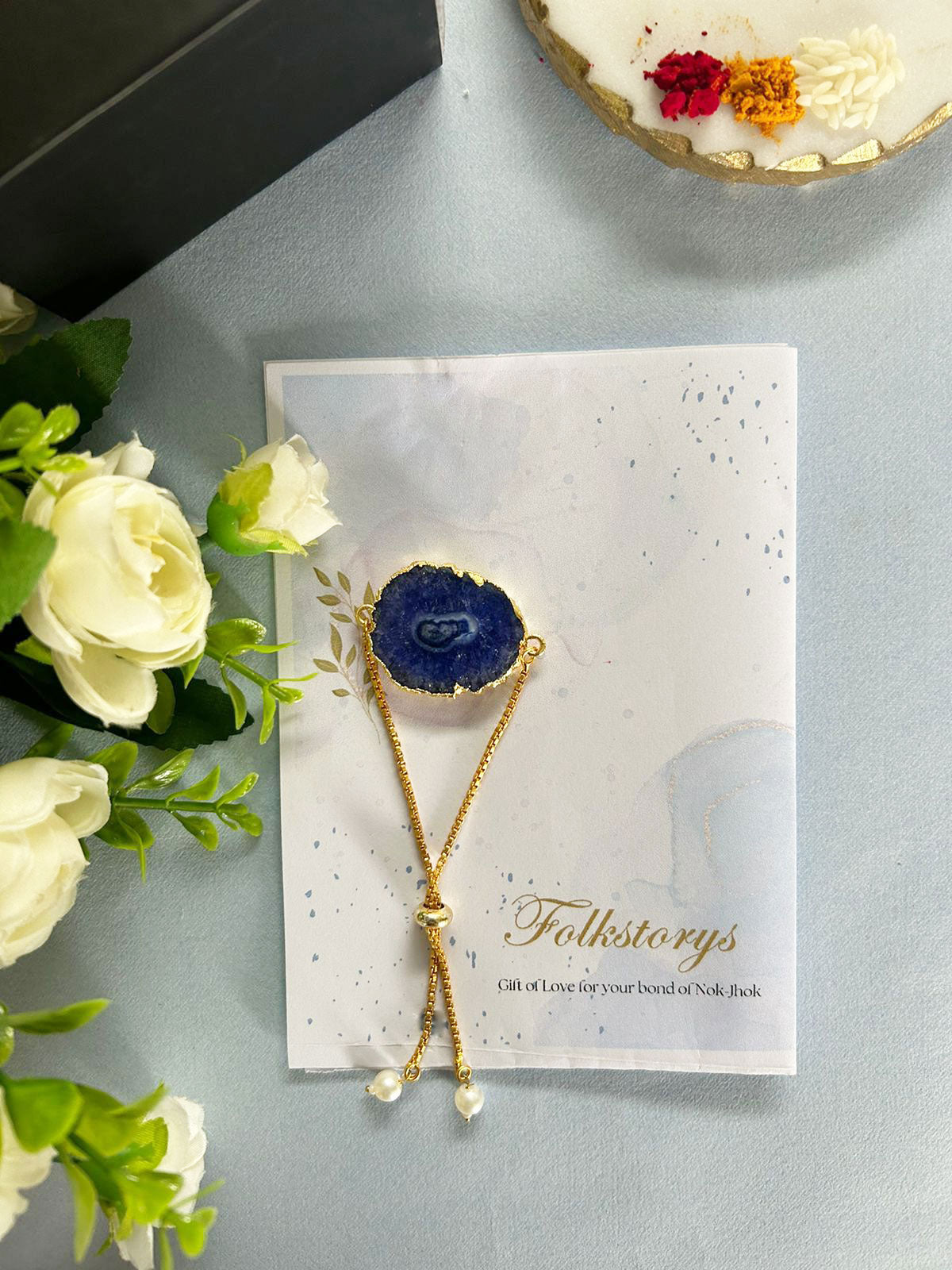 Azure Gemstone Rakhi Bracelet
