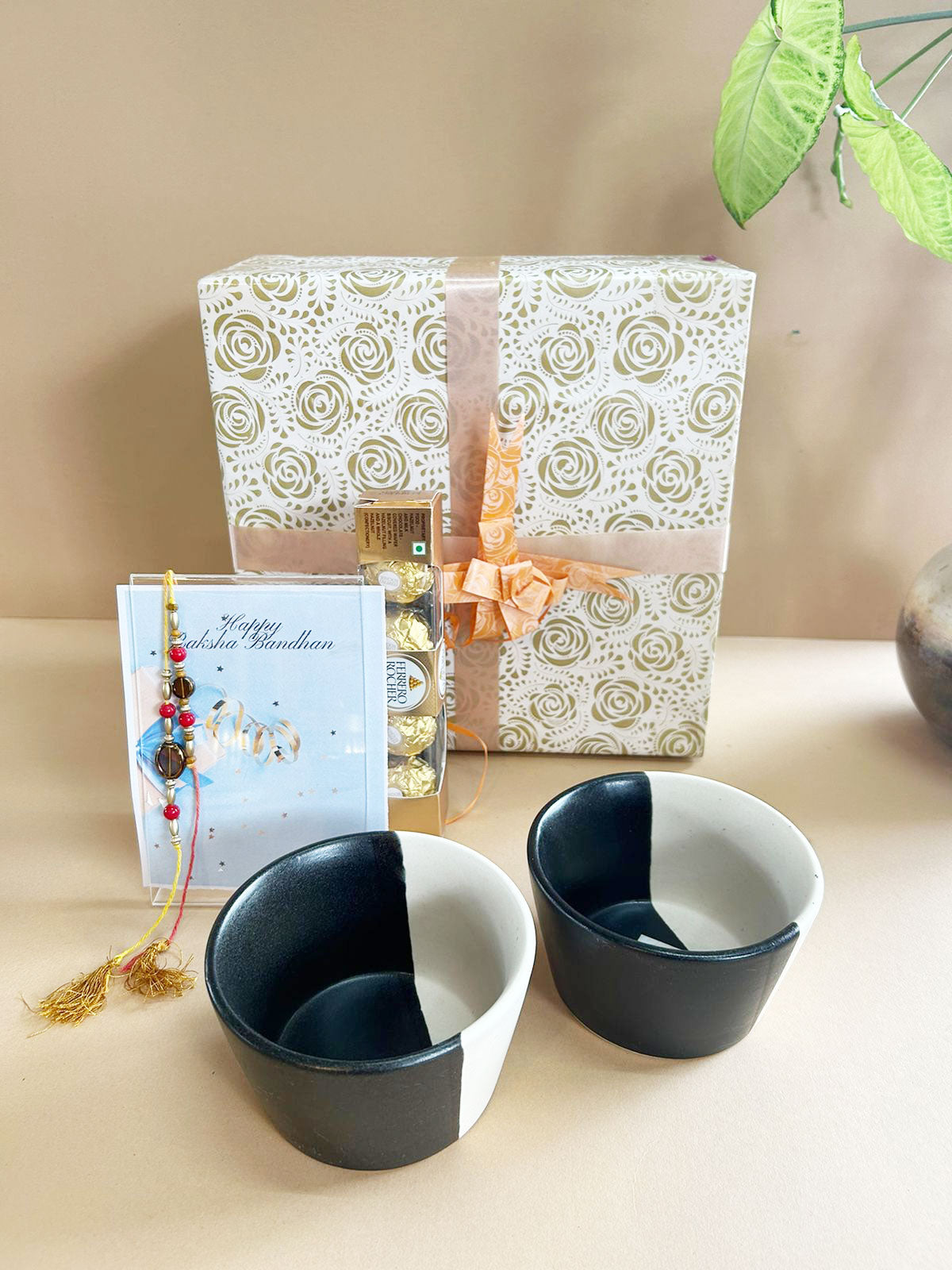 Monochrome casserole Rakhi Gift Hamper