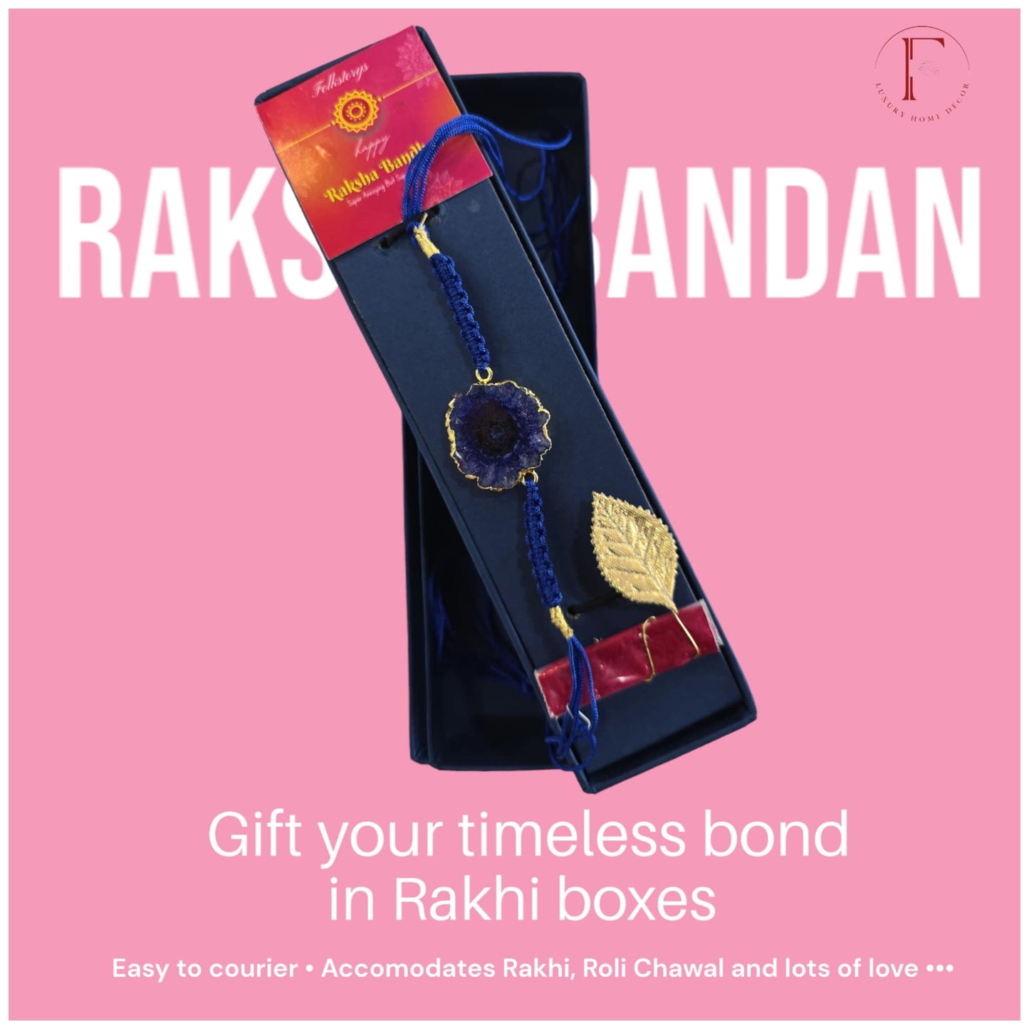 Aqua Gemstone Rakhi with Thread