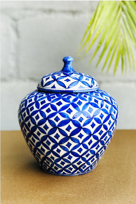 Kalapi Handpainted Vase with Lid