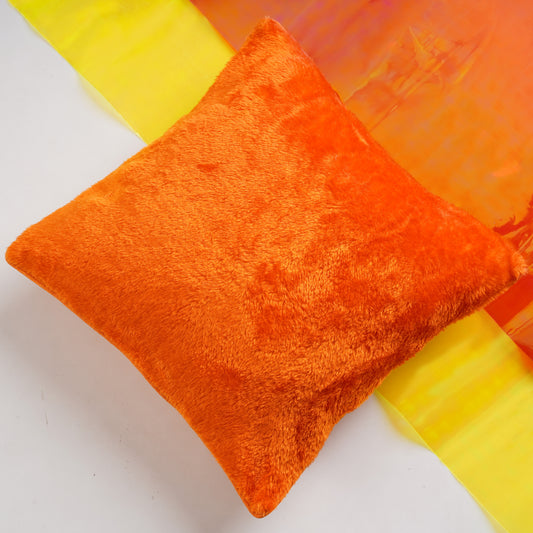 Orange Faux Fur Cushion Cover