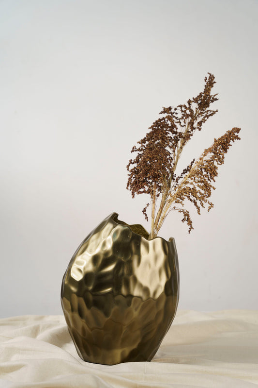Hammered Metal vase Gold
