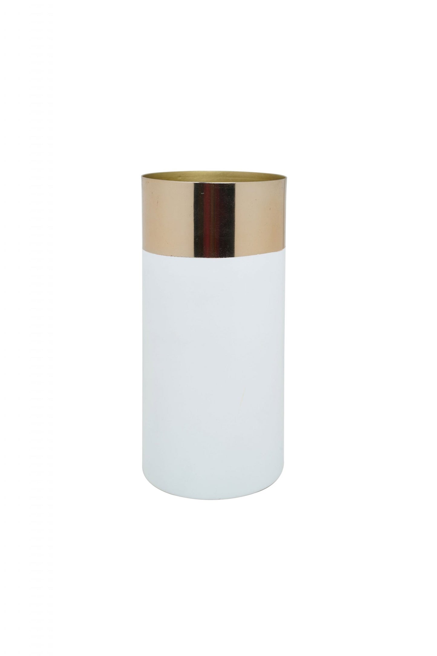 White Cylindrical Metal vase