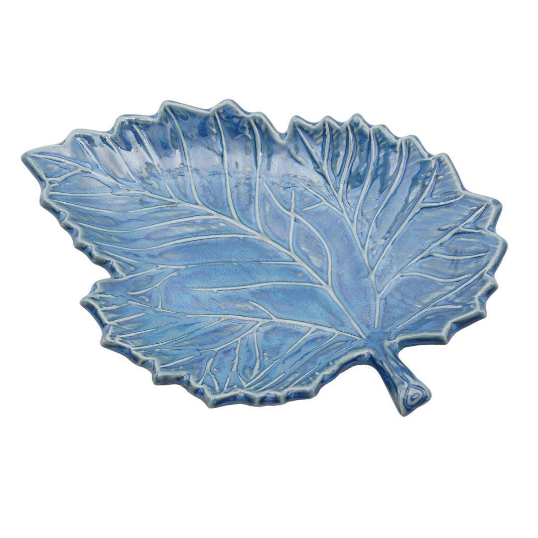 Dark Blue Leaf Serving Tray