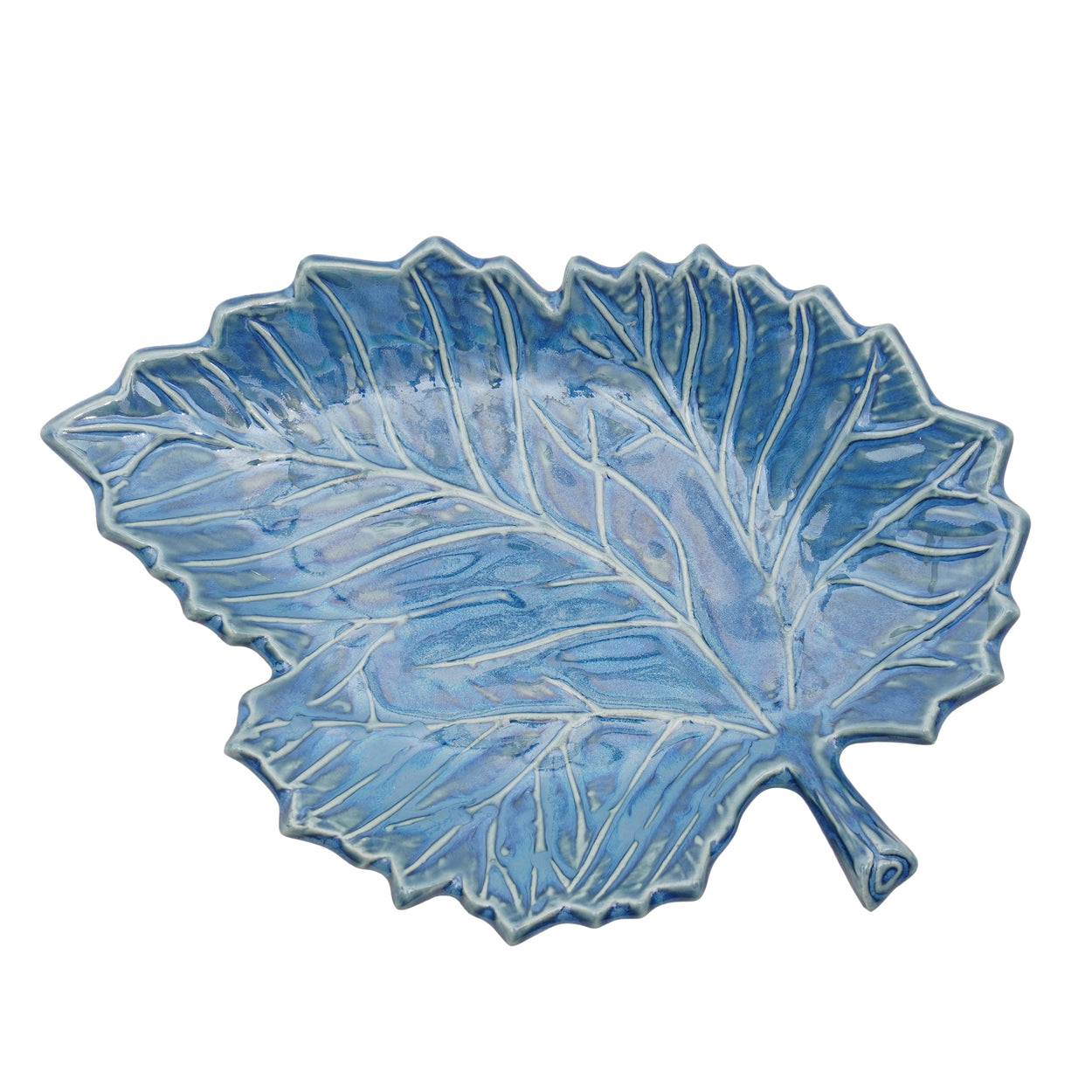 Dark Blue Leaf Serving Tray