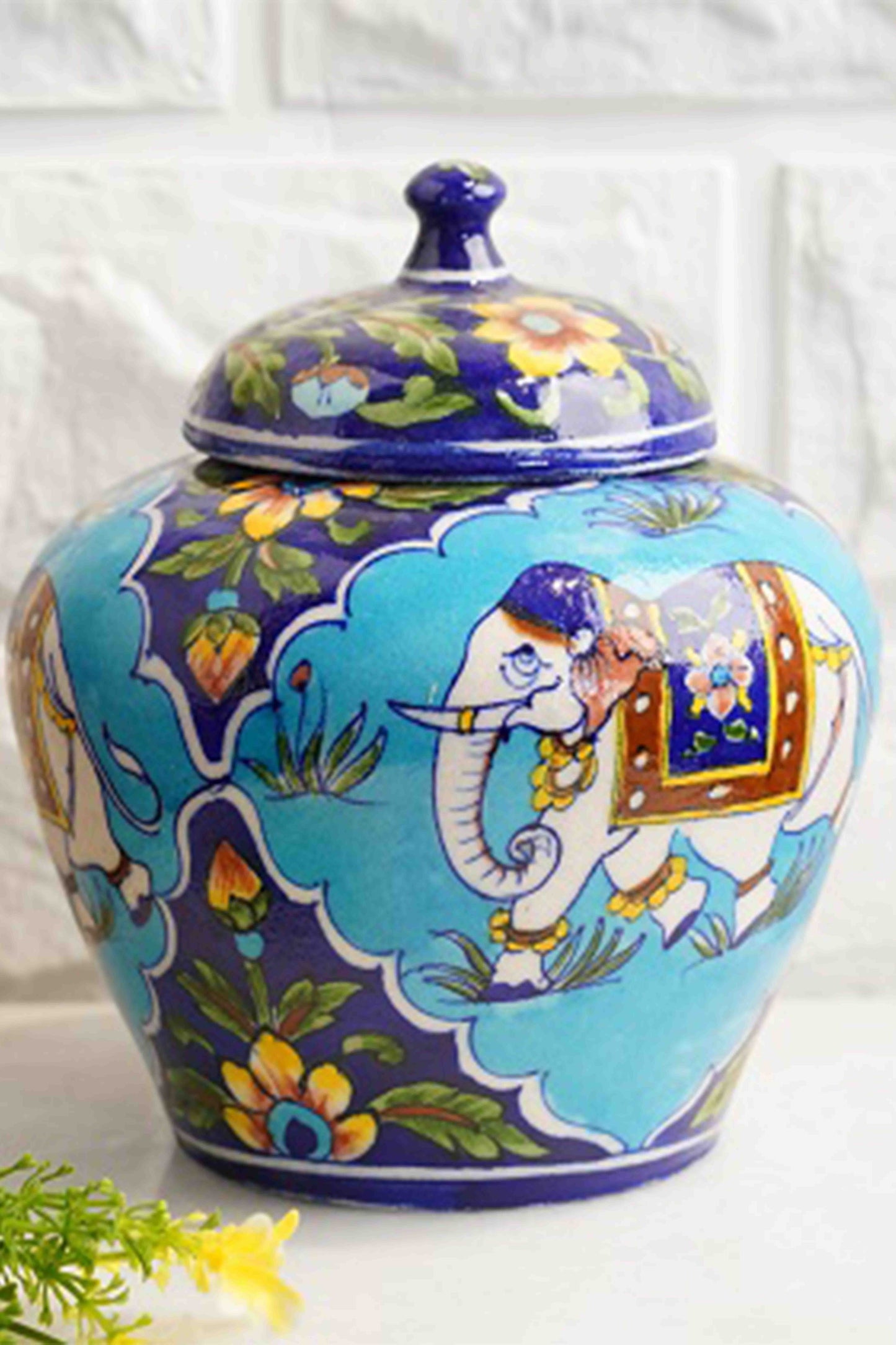 Jumbo Handpainted Vase with Lid