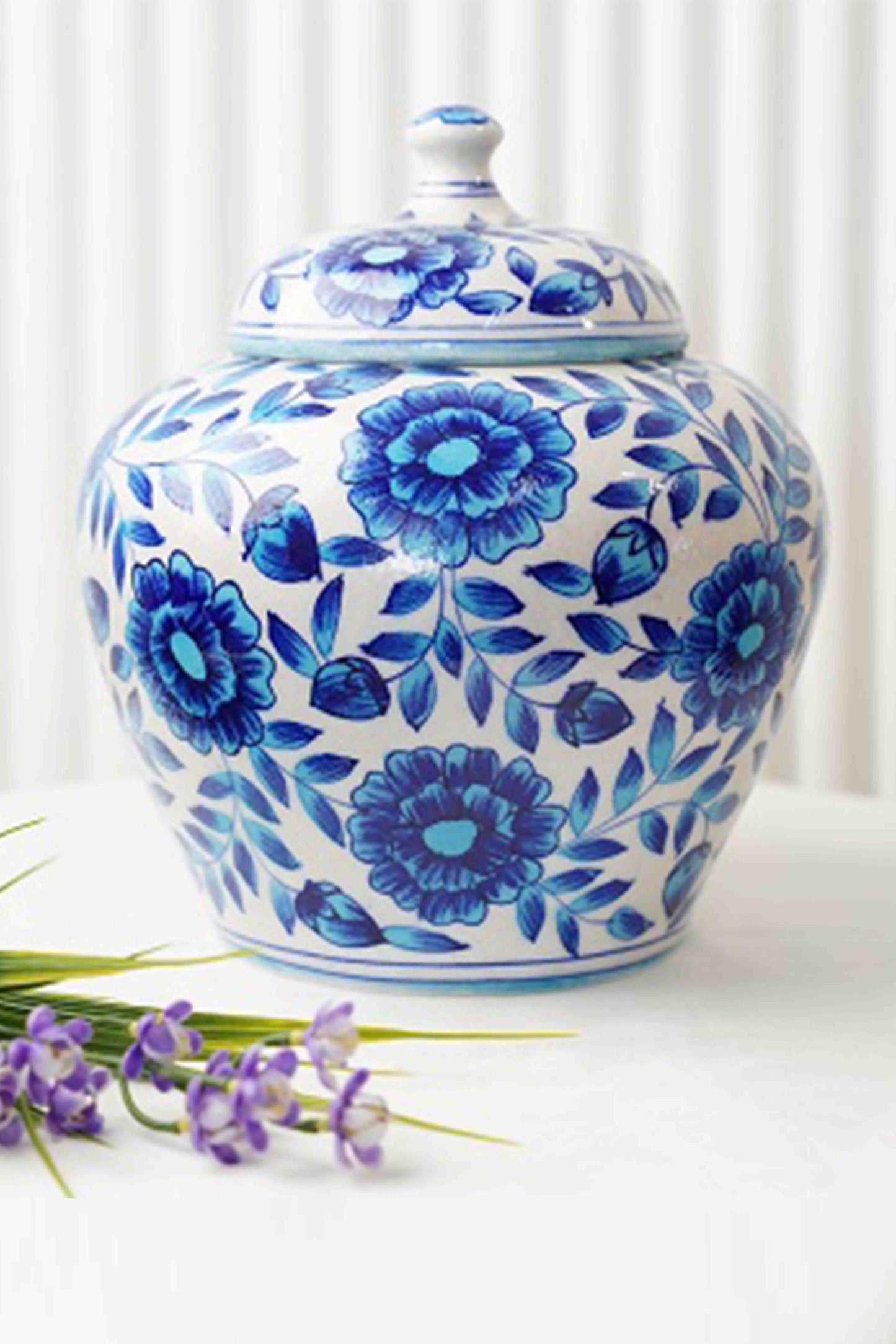 Hydrangeas Handpainted Vase with Lid