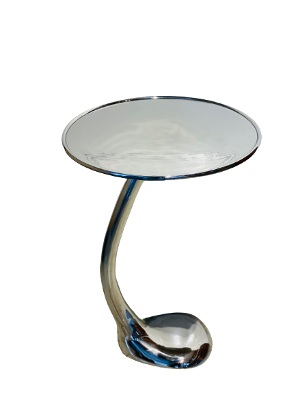 Artisinal Stainless Steel Circular End Table