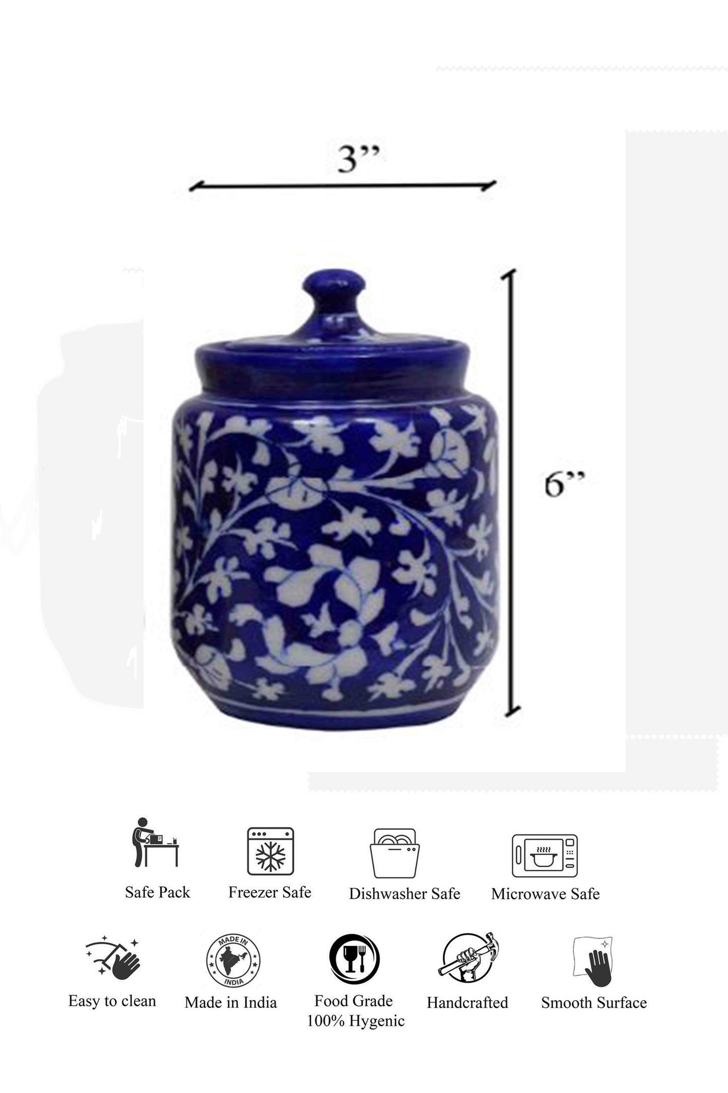 Blue Daisy Vase with Lid