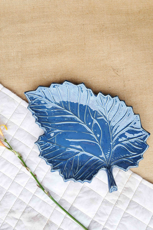 Blue Leaf Platter Tray