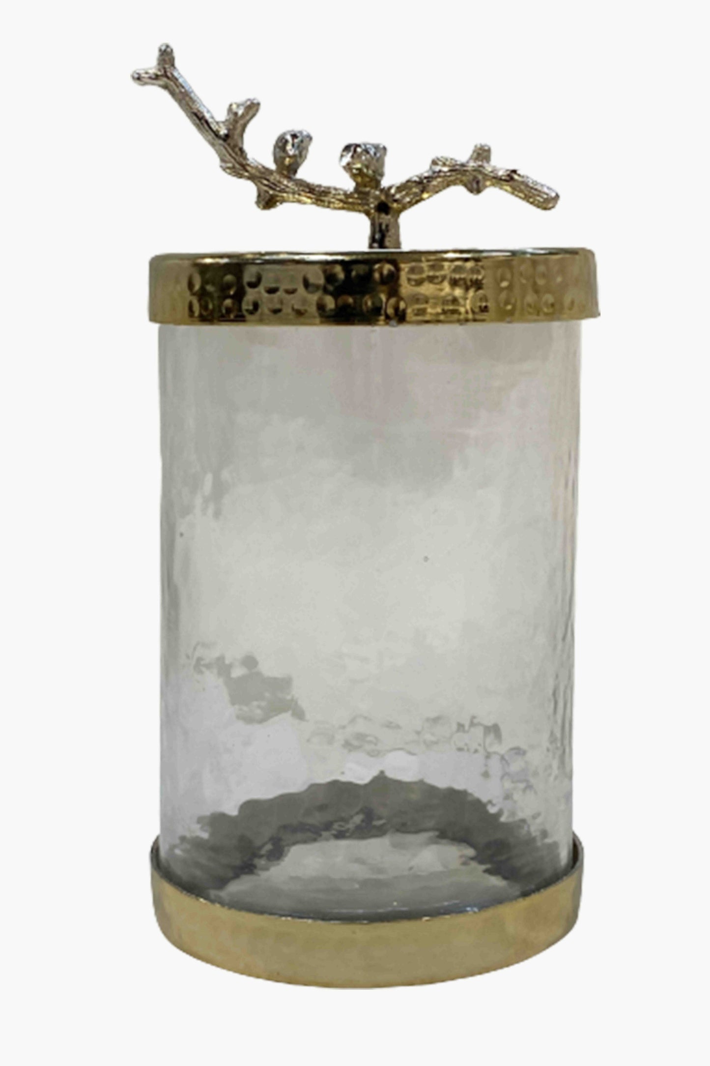Glass Small Canister Bird Vase with Lid