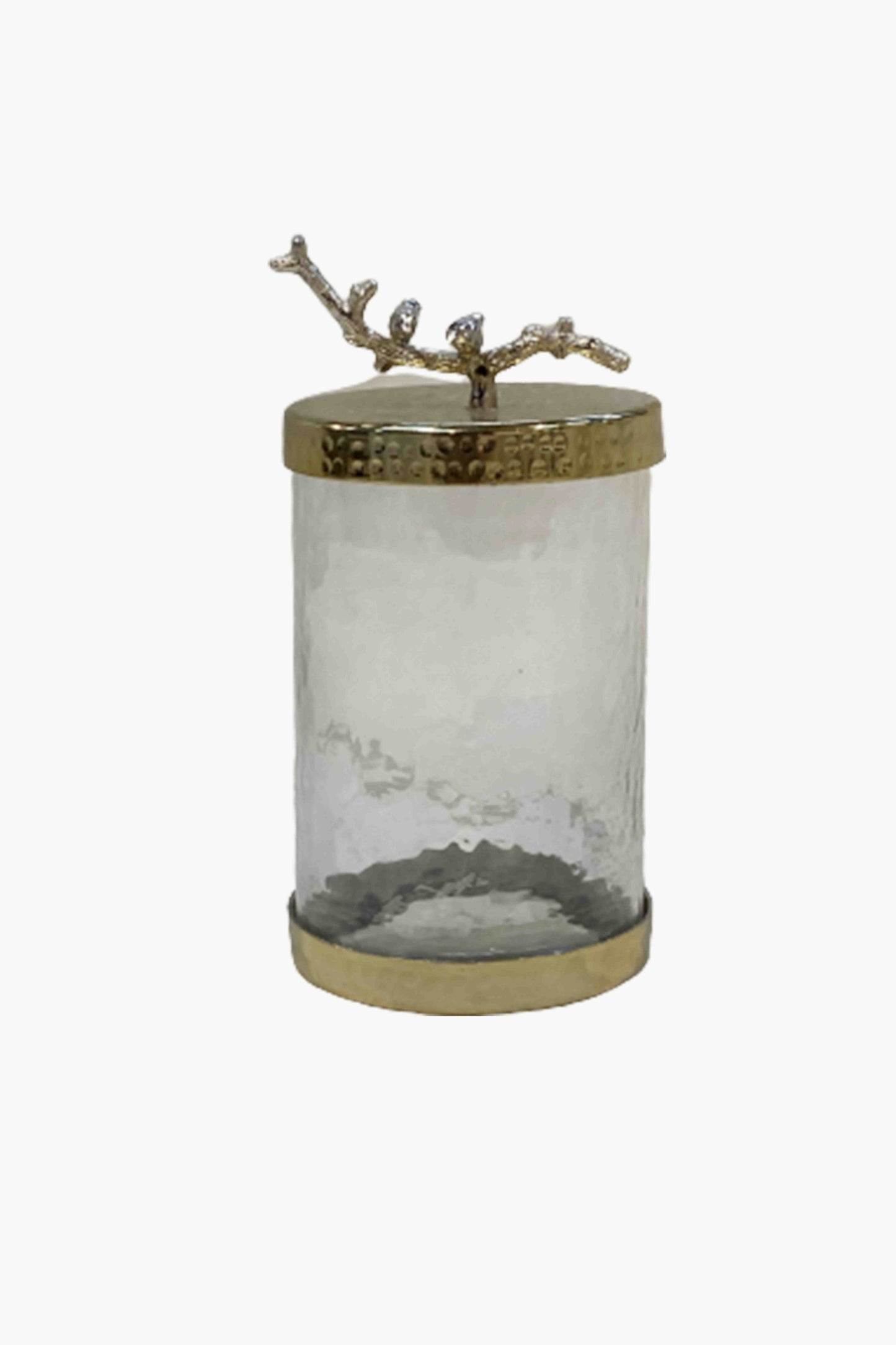 Glass Small Canister Bird Vase with Lid