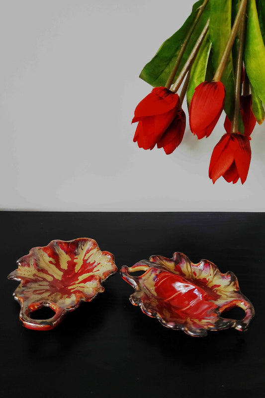 Hibiscus Red Stoneware Serving Dip