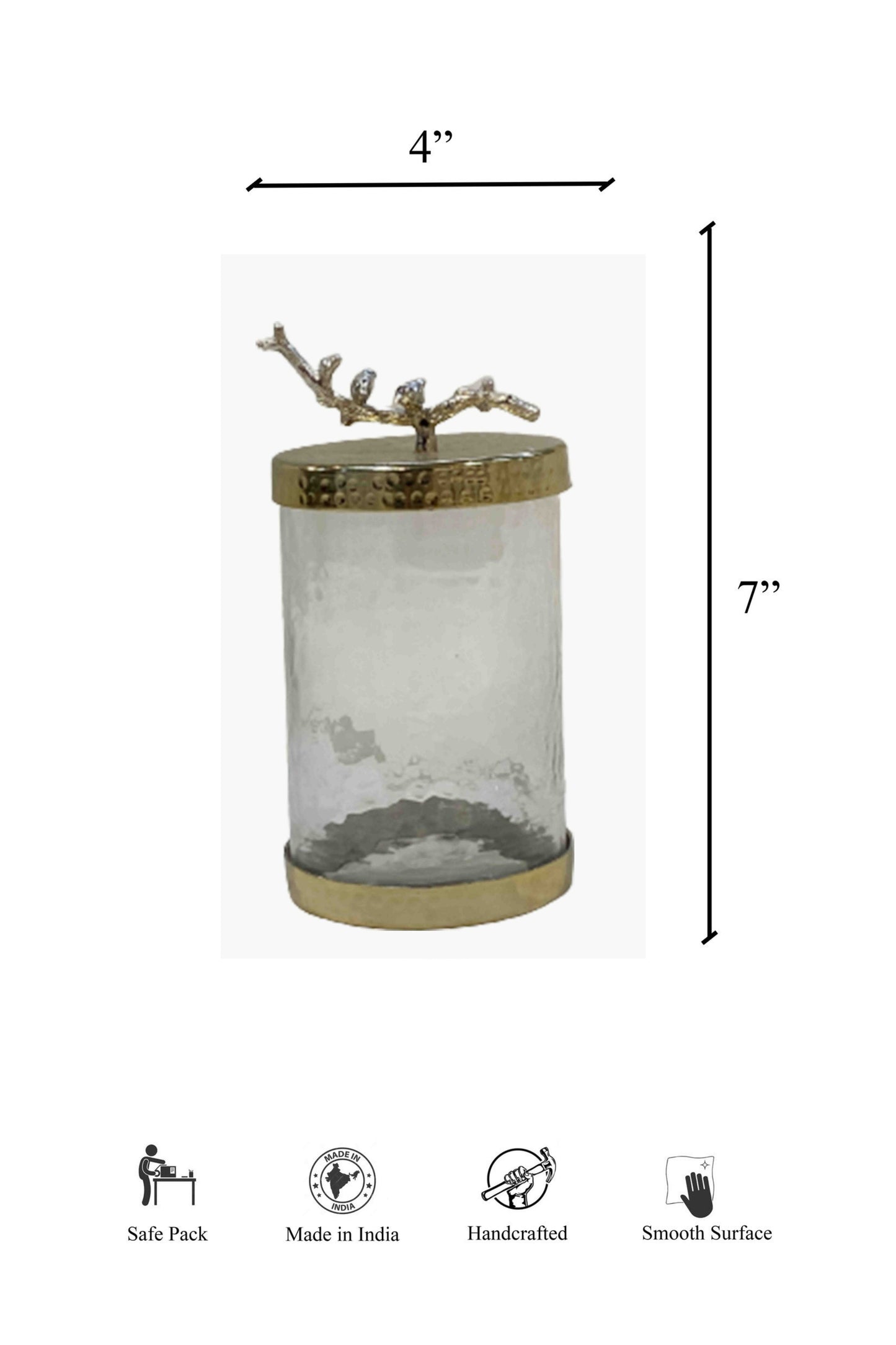 Glass Small Canister Bird Vase with Lid