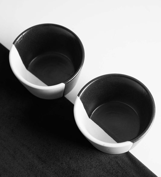 Monochrome 250ml White & Black Ceramic (Set of 2) Dinner Bowl