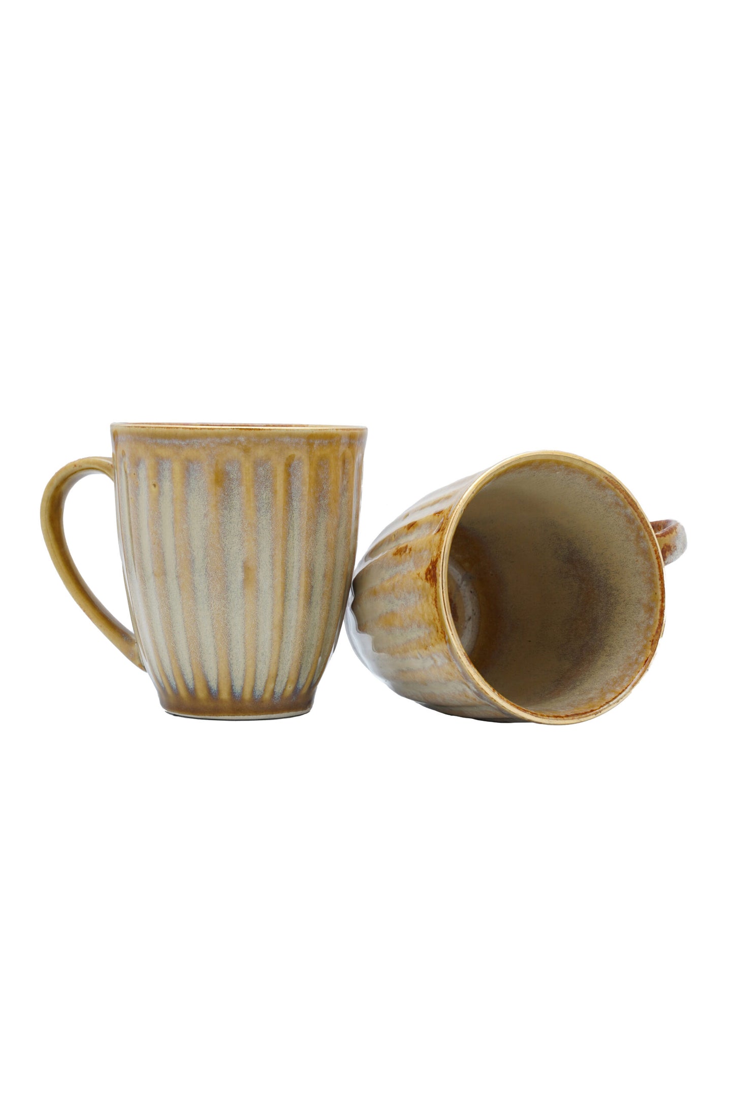 Folkstorys - Golden Rod Mugs with Gold Minimal Coasters Set of 2