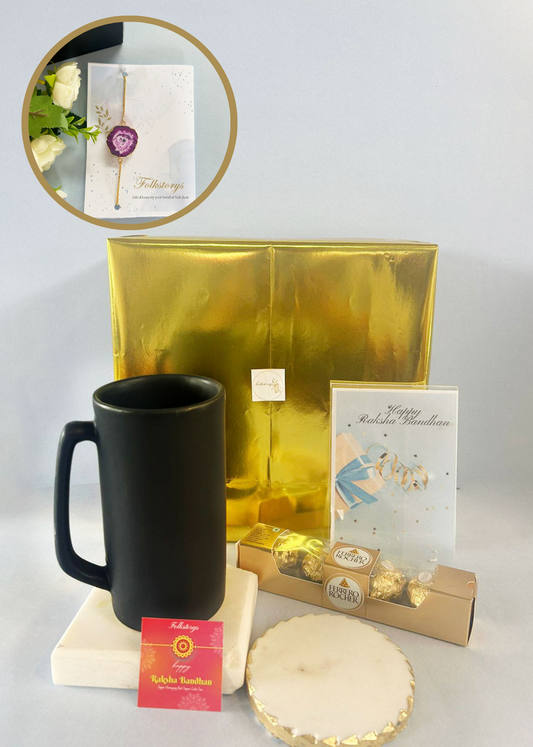 Oblong Mug Gift Combo with Rakhi