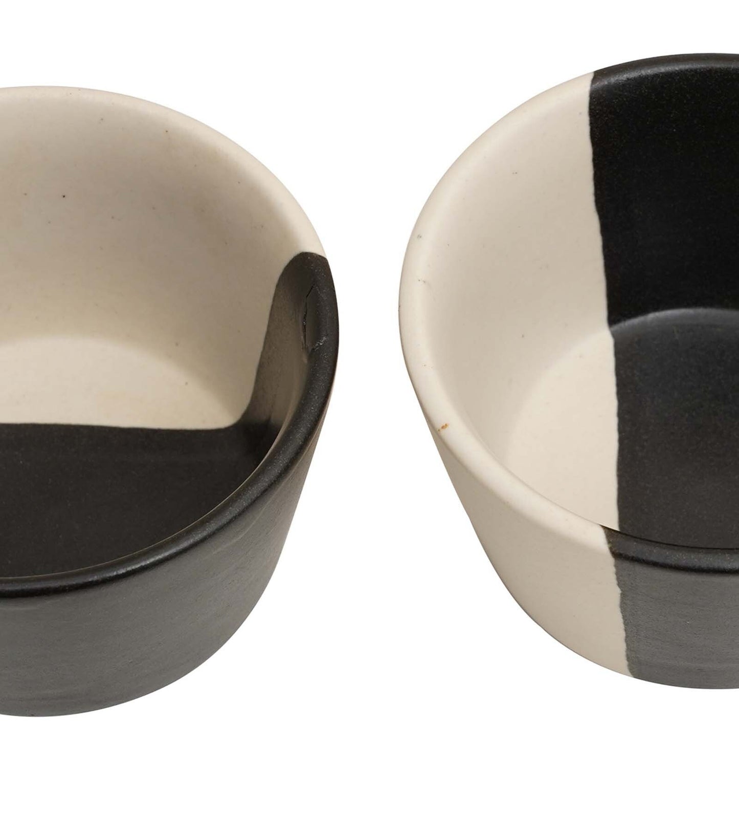 Monochrome 250ml White & Black Ceramic (Set of 2) Dinner Bowl