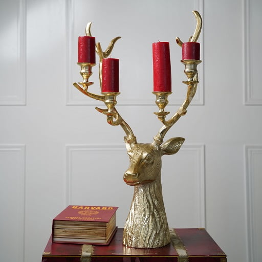 Hazel Gold Stag Candle Holder
