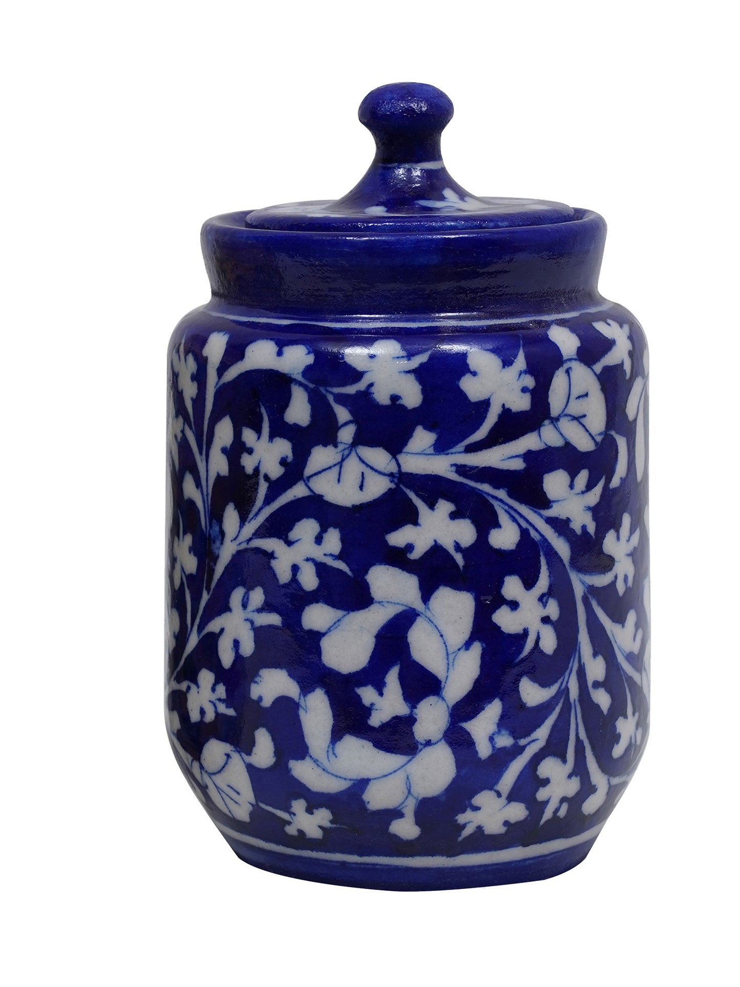 Blue Daisy Vase with Lid