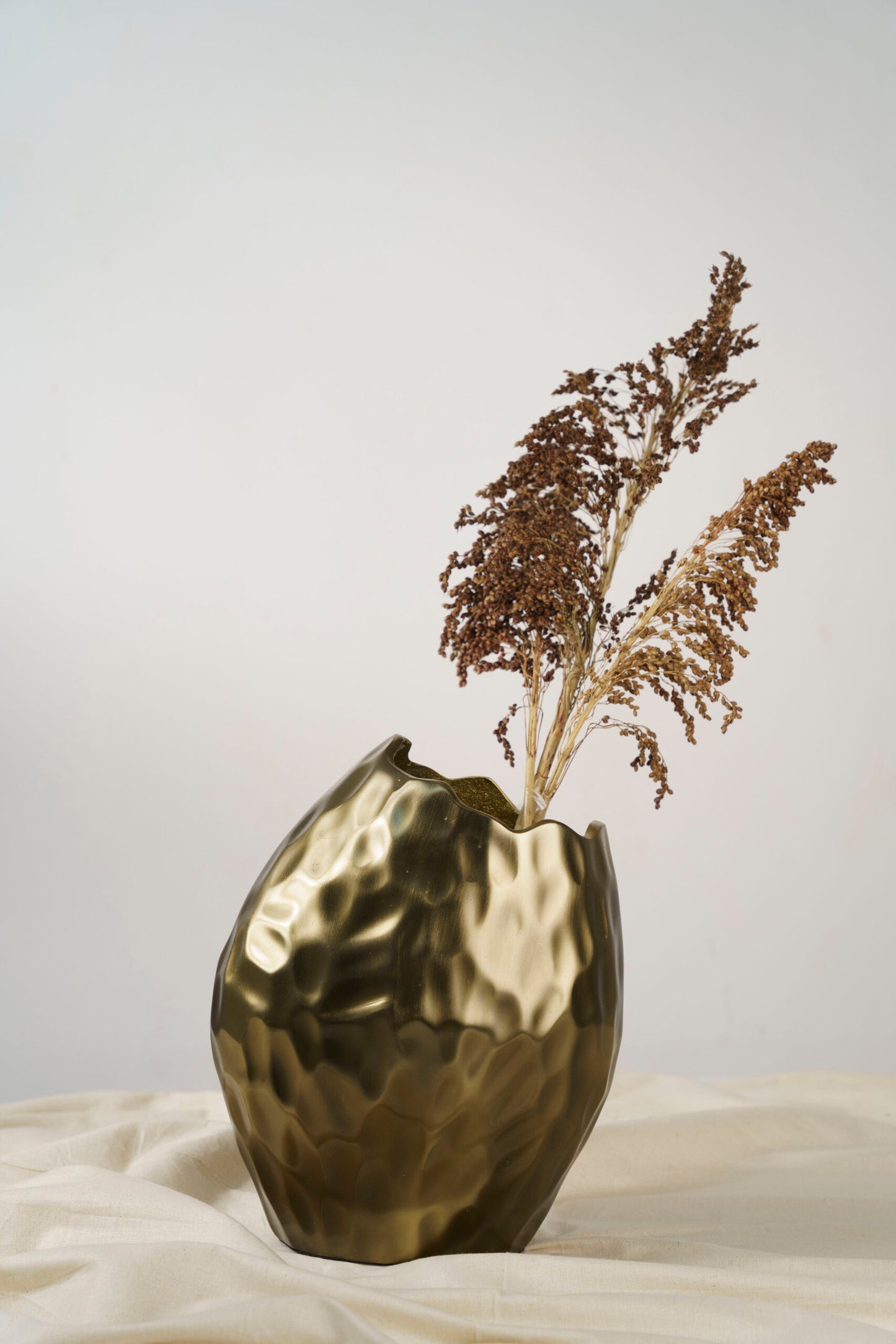 Hammered Metal vase Gold