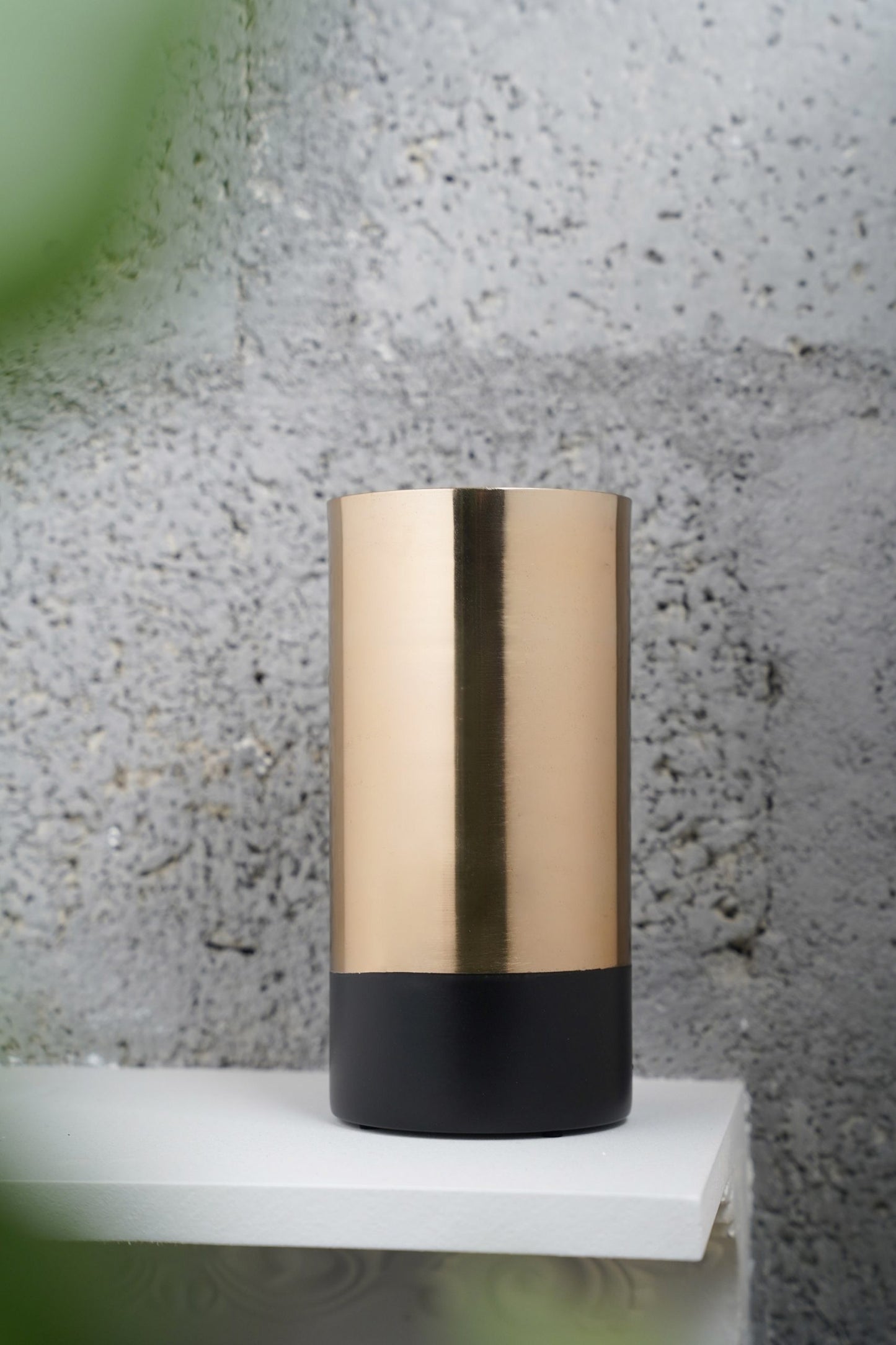 Black Cylindrical Metal vase