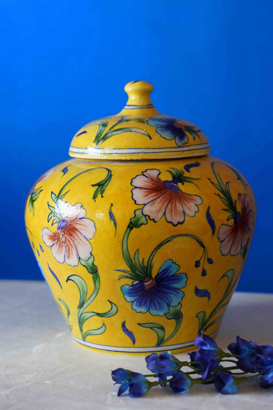 Amaryllis Handpainted Vase with Lid