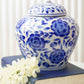 Indigo Floral Handpainted Vase with lid