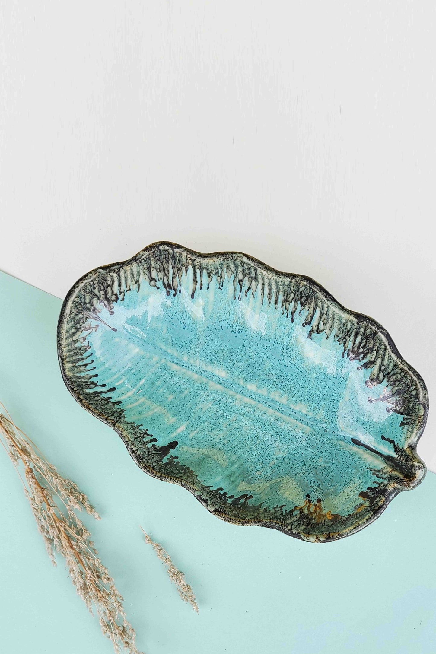 Ocean Leaf Ceramic Serving Platter