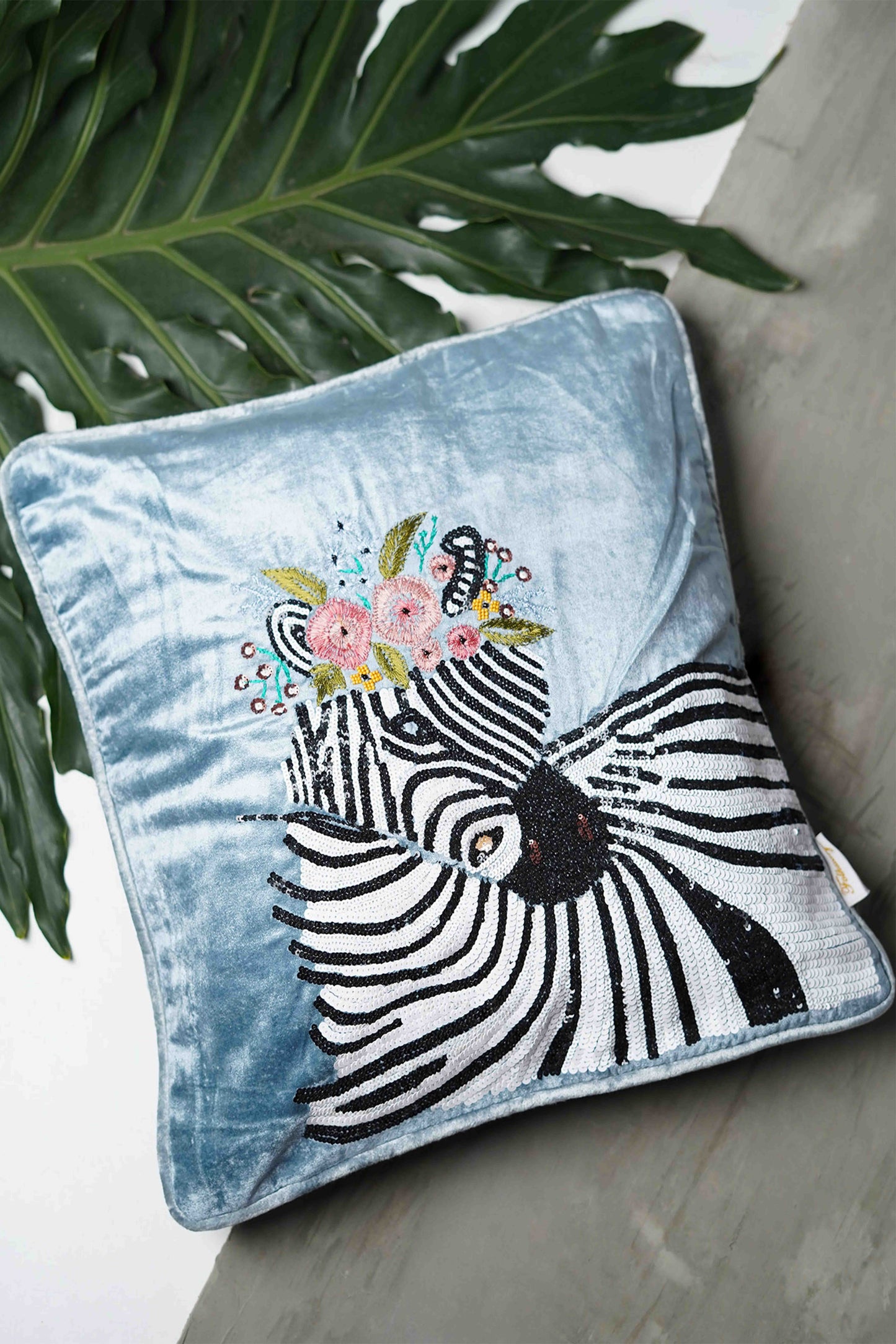 Zebra Velvet Cushion Cover