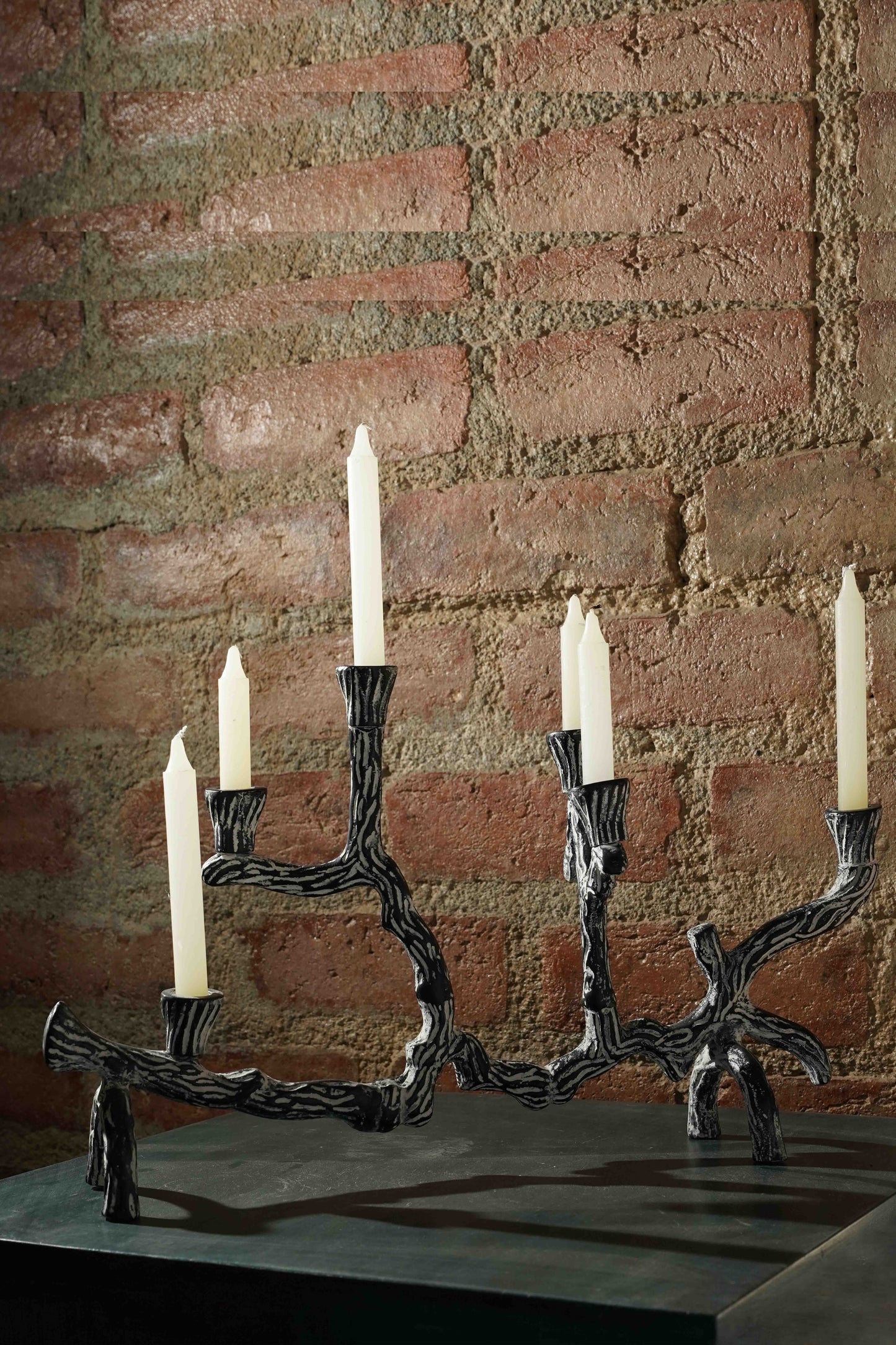 Distressed Grey Washed Candleholder