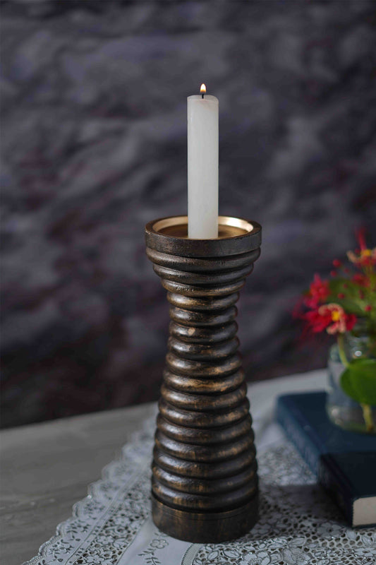 Circular Column Wooden Candle Holder