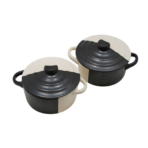 Monochrome ceramic casserole - set of 2
