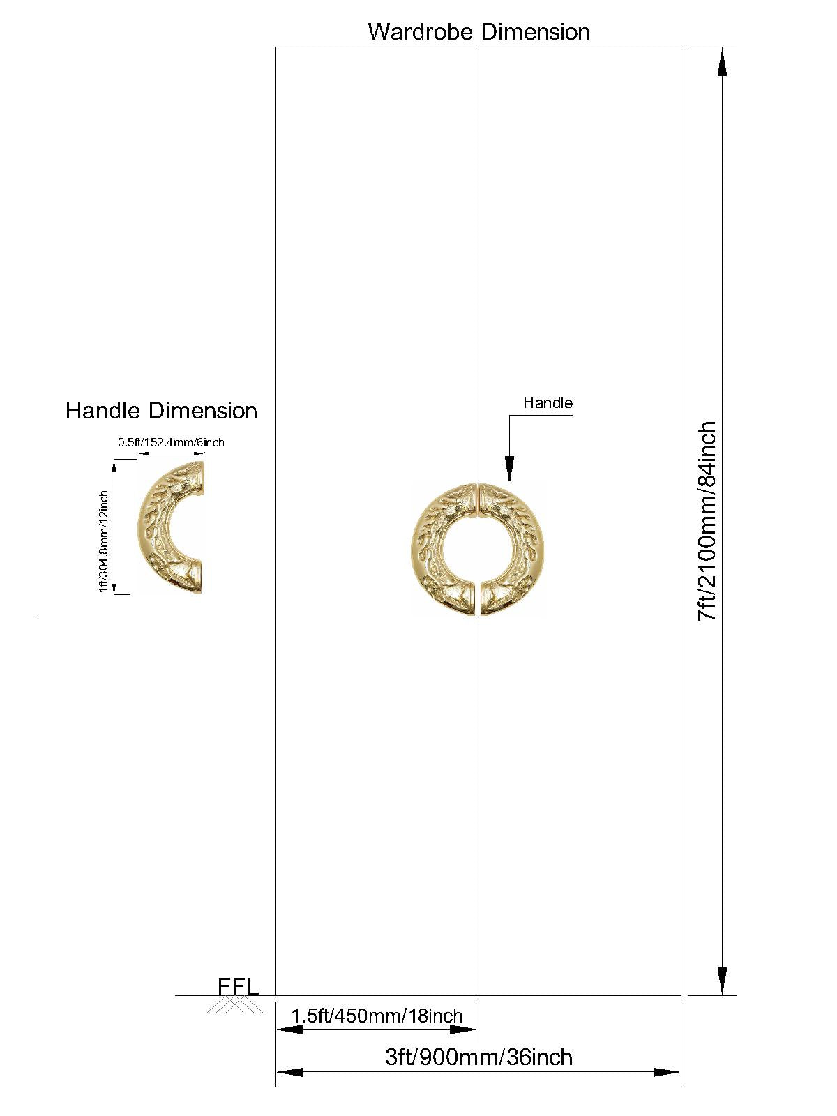 Floret Ring Wardrobe Door Handle (Set of 2)-Door Handles & Knobs-Folkstorys