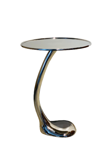 Artisinal Stainless Steel Circular End Table