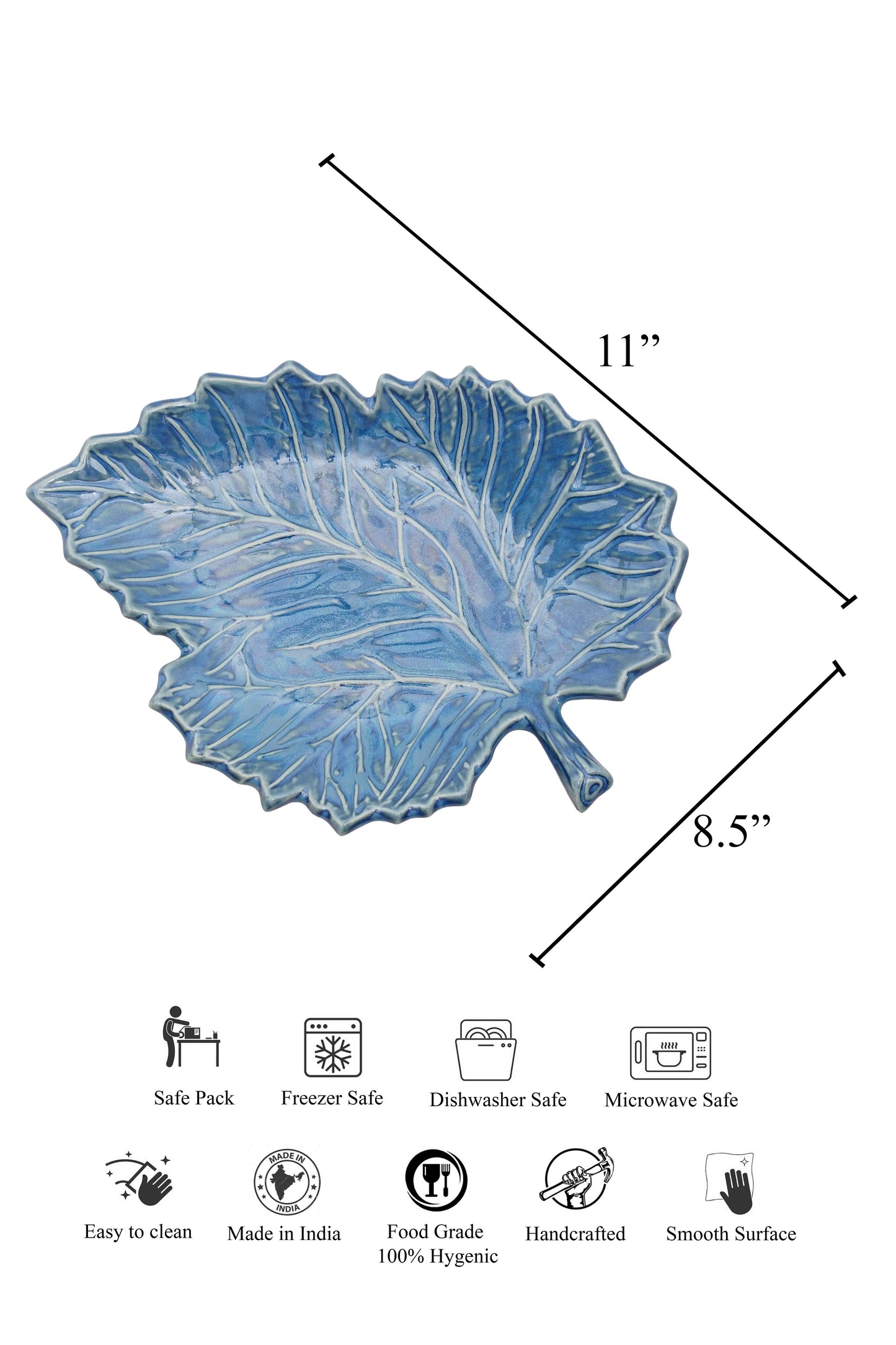 Dark Blue Leaf Serving Tray