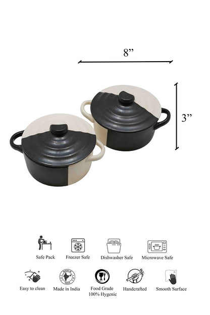 Monochrome Ceramic Casserole - Set of 2