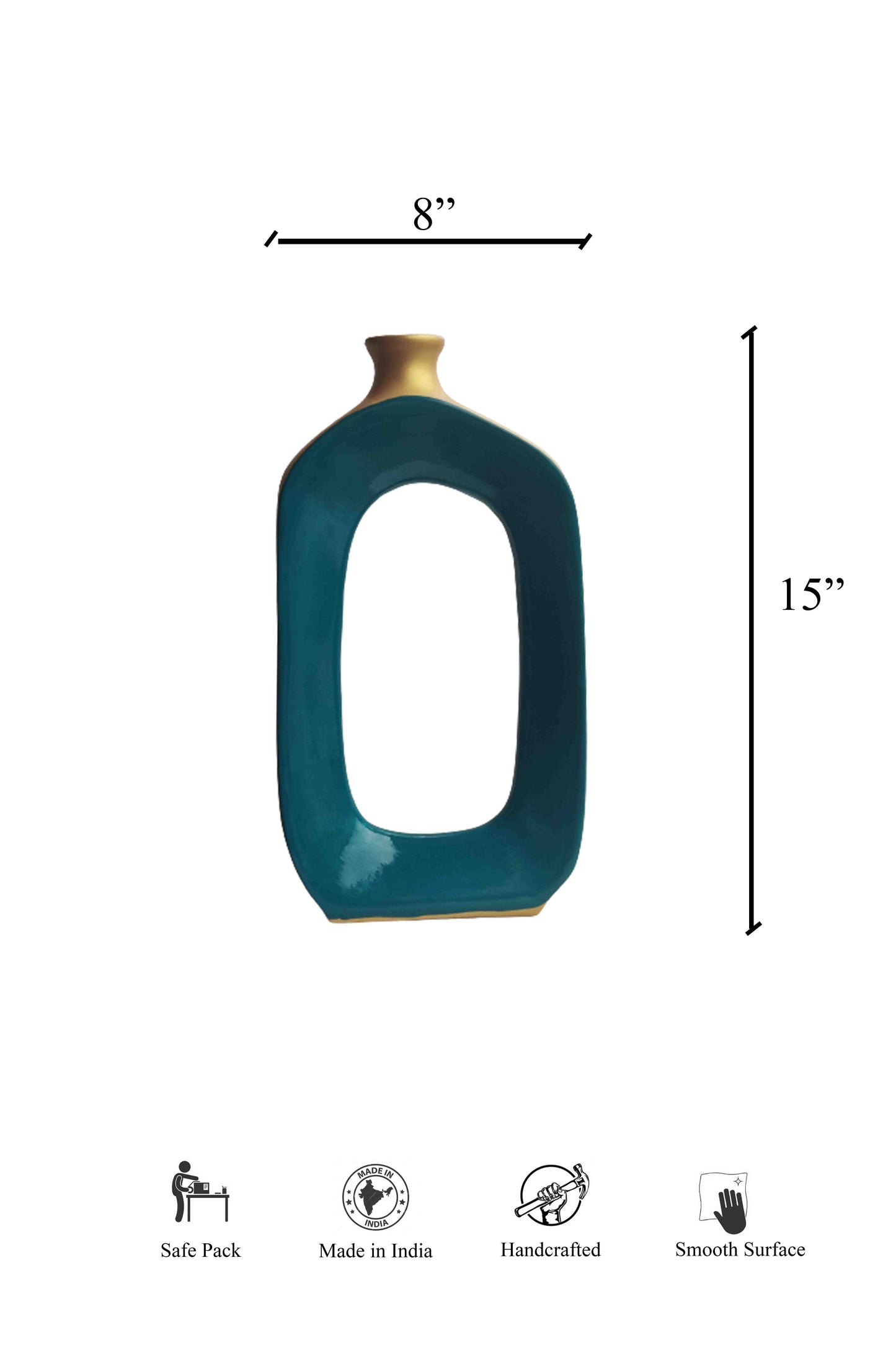 Sirahi Turquoise Big Hollow Vase