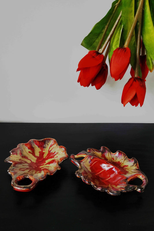 Hibiscus Red Stoneware Serving  Dip