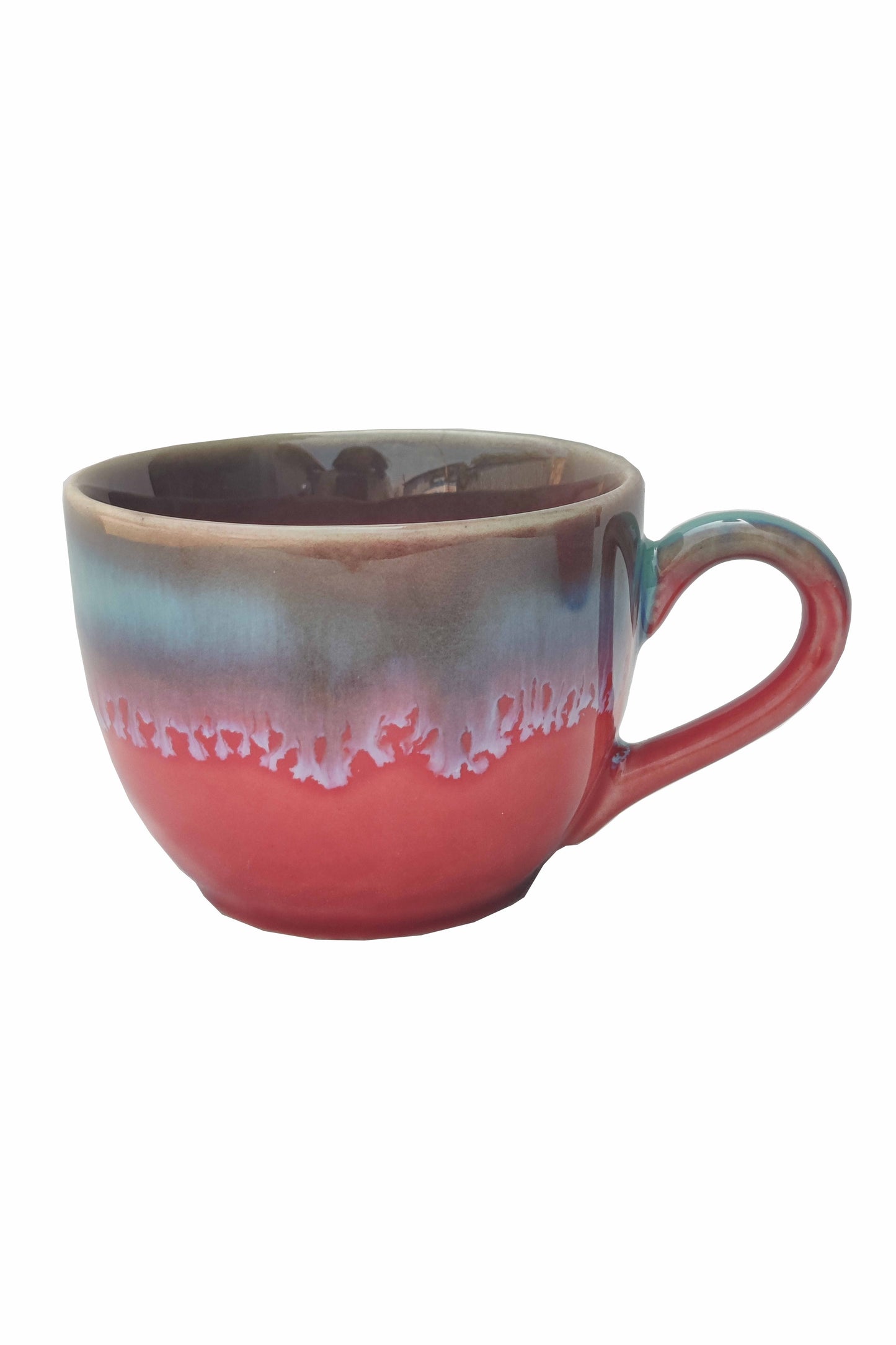 Folkstorys Handmade Ceramic Red Poppy Tea Cups Set of 2