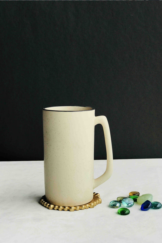 Cream Dotted  Beer Mug